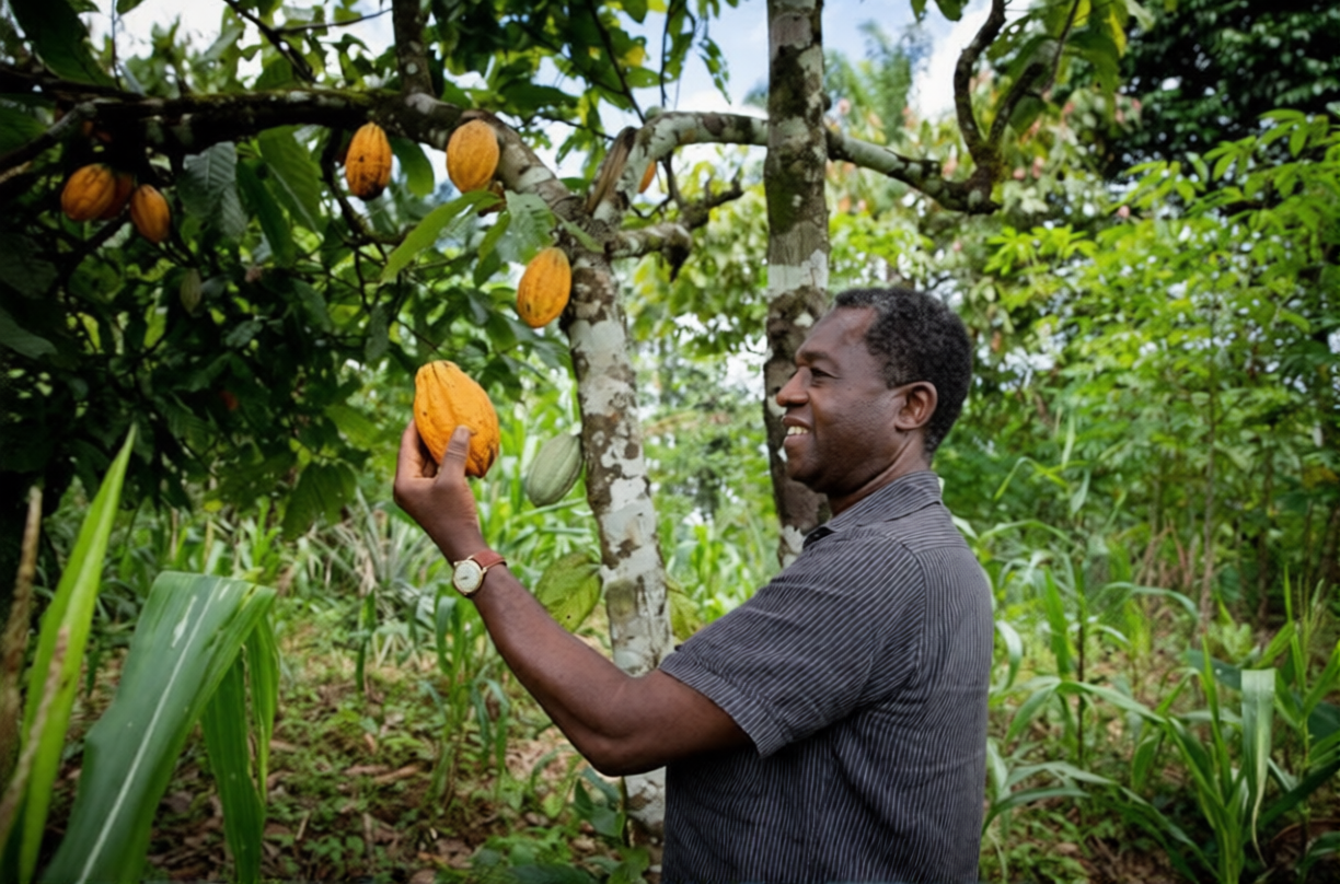 Prepared Cameroonian cocoa beans ready for export grading