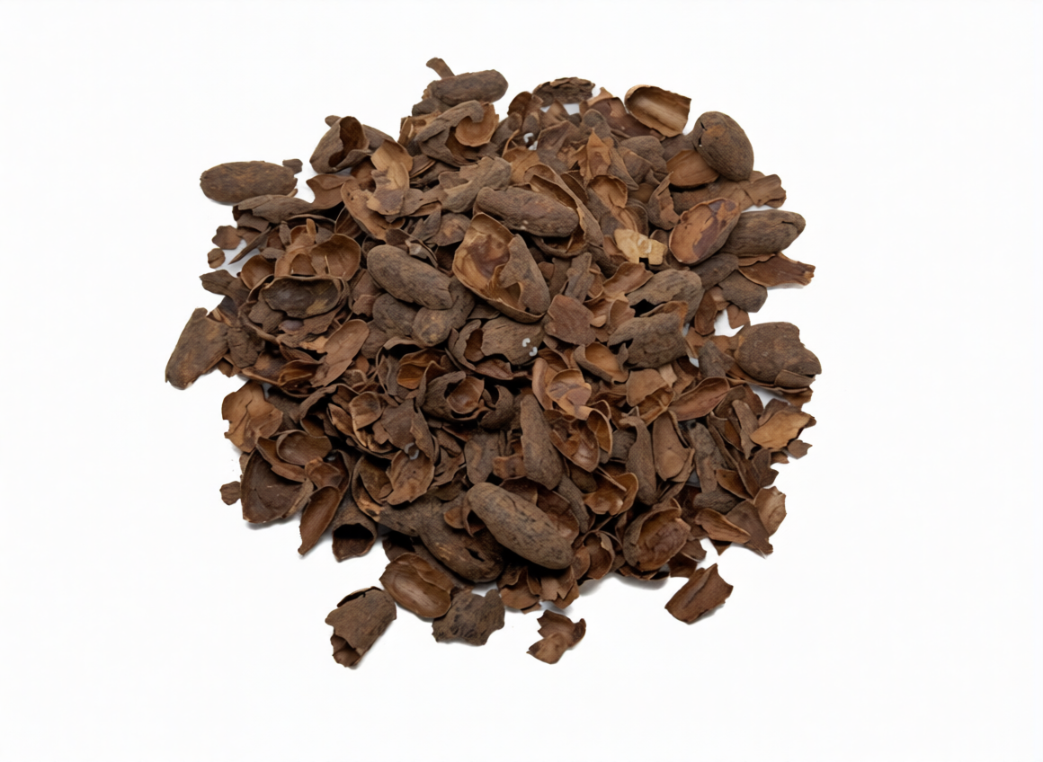 Cleaned cocoa shells prepared for export